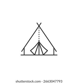 Icono de la tienda o Vector del icono del contorno de la tienda aislado. El mejor ícono de la tienda para los App, los Sitios web, o sobre el diseño del producto del campamento.