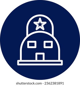 Tent icon rounded blue white colour military vector army element and symbol perfect.