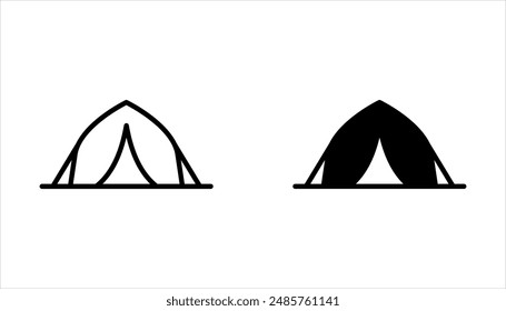 Tent icon set. Camping area, shelter, adventure flat icon design and symbol. isolated on white background.