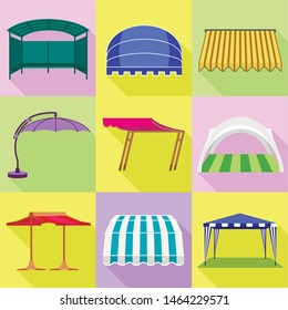 Tent icon set. Flat set of 9 tent vector icons for web design isolated on white background