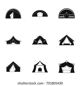 Tent icon set. Simple set of 9 tent vector icons for web isolated on white background