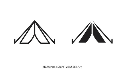 Tent icon set in Thin line black color.