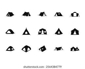 Tent Icon Silhouette Element Set