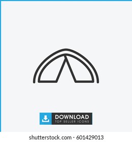 tent icon. simple outline tent vector icon. on white background.