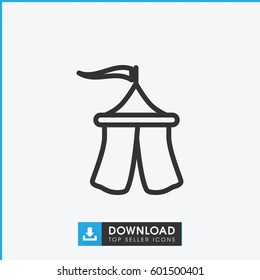 tent icon. simple outline tent vector icon. on white background.