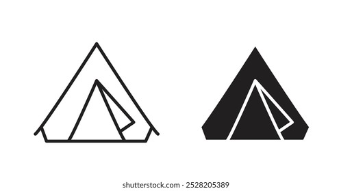 Tent icon in solid and stroke style.