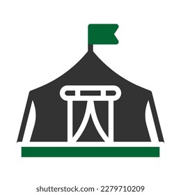 tent icon solid style grey green colour military illustration vector army element and symbol perfect. Icon sign from modern collection for web.