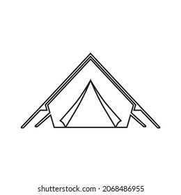 The Tent Icon. Temporary Housing Made Of Fabric Designed To Protect Against Adverse Weather Conditions And Temporary Accommodation. Vector Illustration Isolated On A White Background For Design.