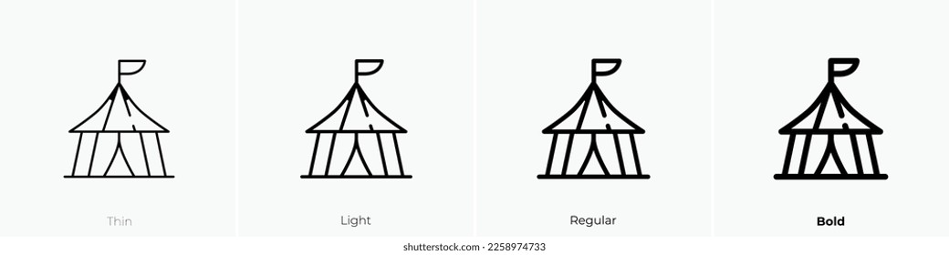 tent icon. Thin, Light Regular And Bold style design isolated on white background