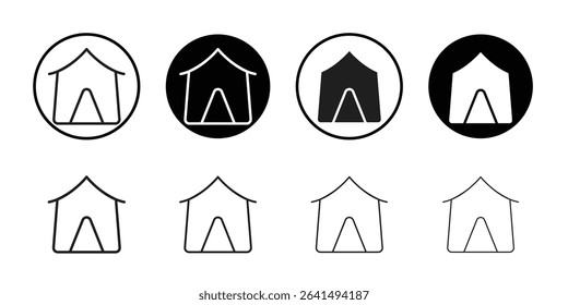Tent icon Thin line illustration set vector