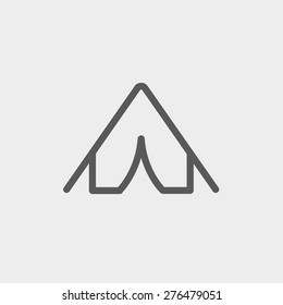 Tent icon thin line for web and mobile, modern minimalistic flat design. Vector dark grey icon on light grey background.