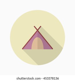 Tent icon, Vector flat long shadow design. 