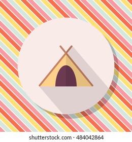 Tent icon, Vector flat long shadow design. Transport concept.
