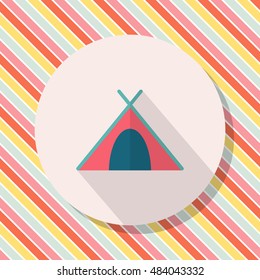 Tent icon, Vector flat long shadow design. Transport concept.