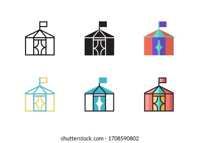 Zelt-Icon-Vektorillustration mit unterschiedlichem Stil. einzeln auf weißem Hintergrund