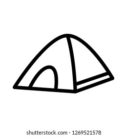 Tent Icon Vector Illustration in Line Style for Any Purpose