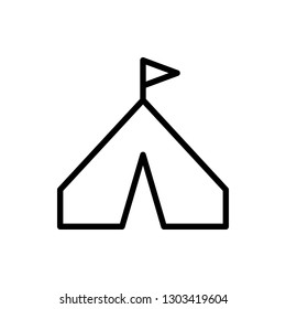 Tent Icon Vector Illustration in Line Style for Any Purpose