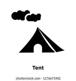 Tent icon vector isolated on white background, logo concept of Tent sign on transparent background, filled black symbol