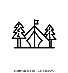 tent icon vector, line style icon