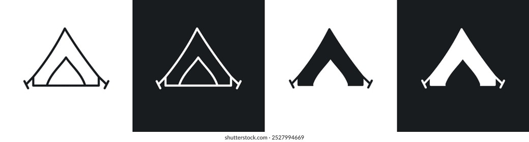 Conjunto de iconos de Vector de carpa con estilo relleno y delineado en negro.