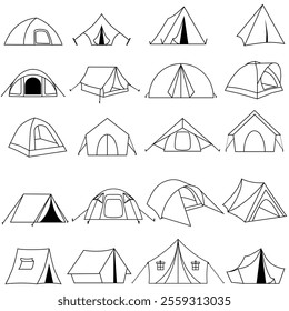Tent icon vector set. Camping illustration sign collection. Hike symbol or logo.