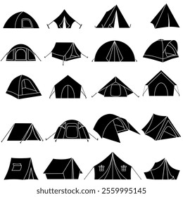 Tent icon vector set. Camping illustration sign collection. Hike symbol or logo.