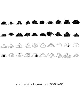 Tent icon vector set. Camping illustration sign collection. Hike symbol or logo.
