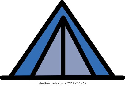 Tent Icon: A visual depiction of a tent, typically showcasing a triangular-shaped structure with fabric walls and support poles. It represents camping, outdoor adventures