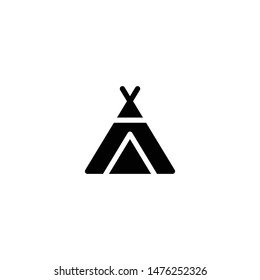 Tent icon. Weekend in the tent vector icon. Hiking and camping symbol. Vector flat illustration