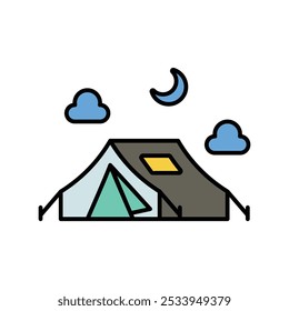 ícone de tenda com fundo branco vetor ilustração stock