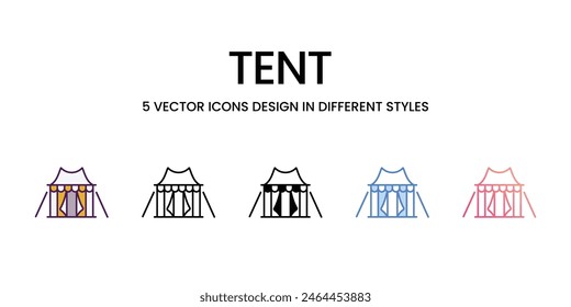 Zeltsymbole unterschiedlichen Stils Vektorgrafik Stock Illustration