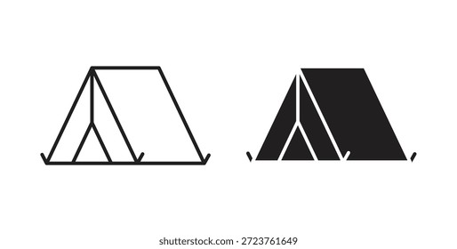 Ícones de tenda preenchidos, linha fina, contorno e traçados