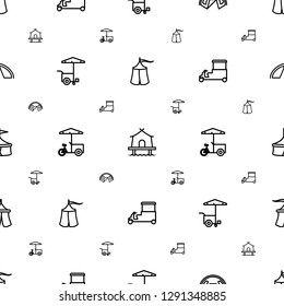 tent icons pattern seamless white background. Included editable outline fast food cart, circus icons. tent icons for web and mobile.