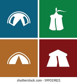 tent icons set. Set of 4 tent filled icons such as 