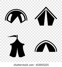 Tent icons set. set of 4 tent filled icons such as