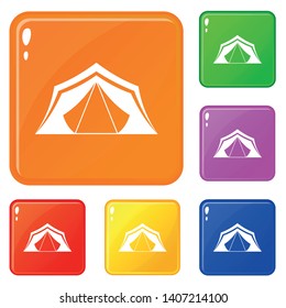 Tent icons set collection vector 6 color isolated on white background