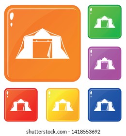 Tent icons set collection vector 6 color isolated on white background