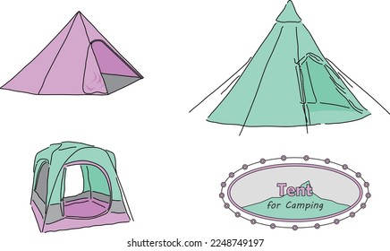 Tent Illust Set for Camping