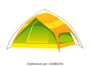 Tienda aislada sobre fondo blanco. Camping. Ilustración vectorial en с estilo de artoon. Turismo.