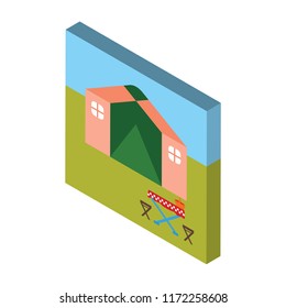 Tent isometric left top view 3D icon