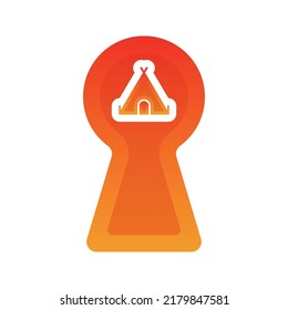 tent keyhole logo gradient design template icon element