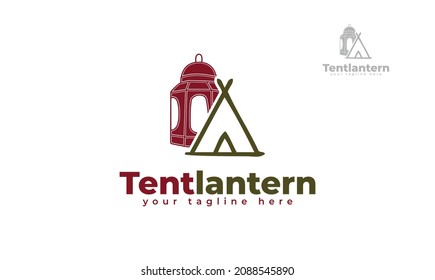 Tent lantern logo design. vector