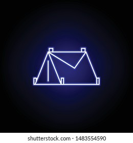 tent line icon in neon style. Element of winter sport illustration. Signs and symbols icon can be used for web, logo, mobile app, UI, UX