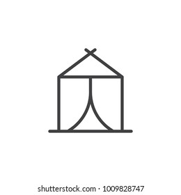 Tent line icon, outline vector sign, linear style pictogram isolated on white. Shelter symbol, logo illustration. Editable stroke