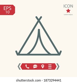 tent line icon, outline vector illustration.