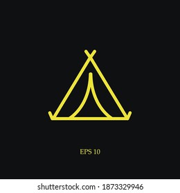 tent line icon, outline vector illustration.