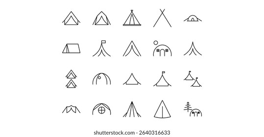 tent line icon pack illustration