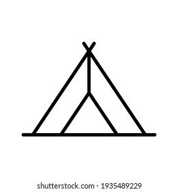 Tent line icon. Travel outline symbol. Camping marquee sign. Vector isolated on white