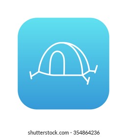Tent line icon for web, mobile and infographics. Vector white icon on the blue gradient square with rounded corners isolated on white background.