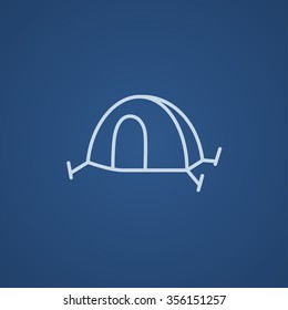 Icono de la línea de carpas para web, móvil e infografía. Icono azul claro del vector aislado en fondo azul.